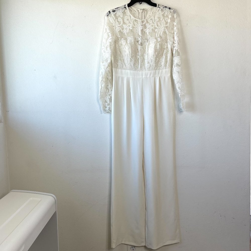 Eliza J Embroidered Bodice Wide Leg Jumpsuit